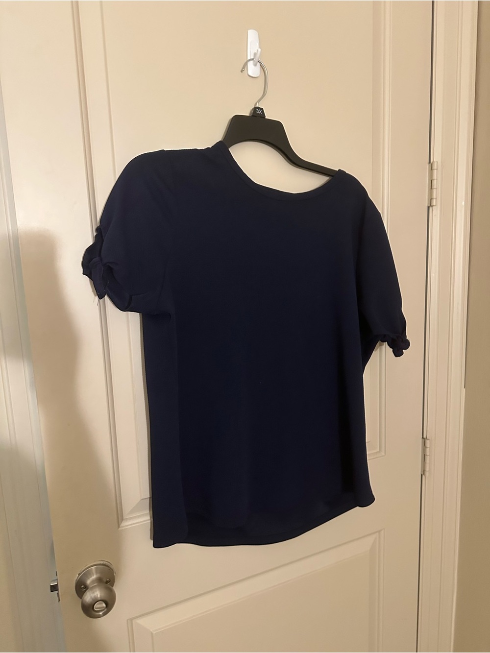 Women's Navy Short-Sleeve Knot Detail Top